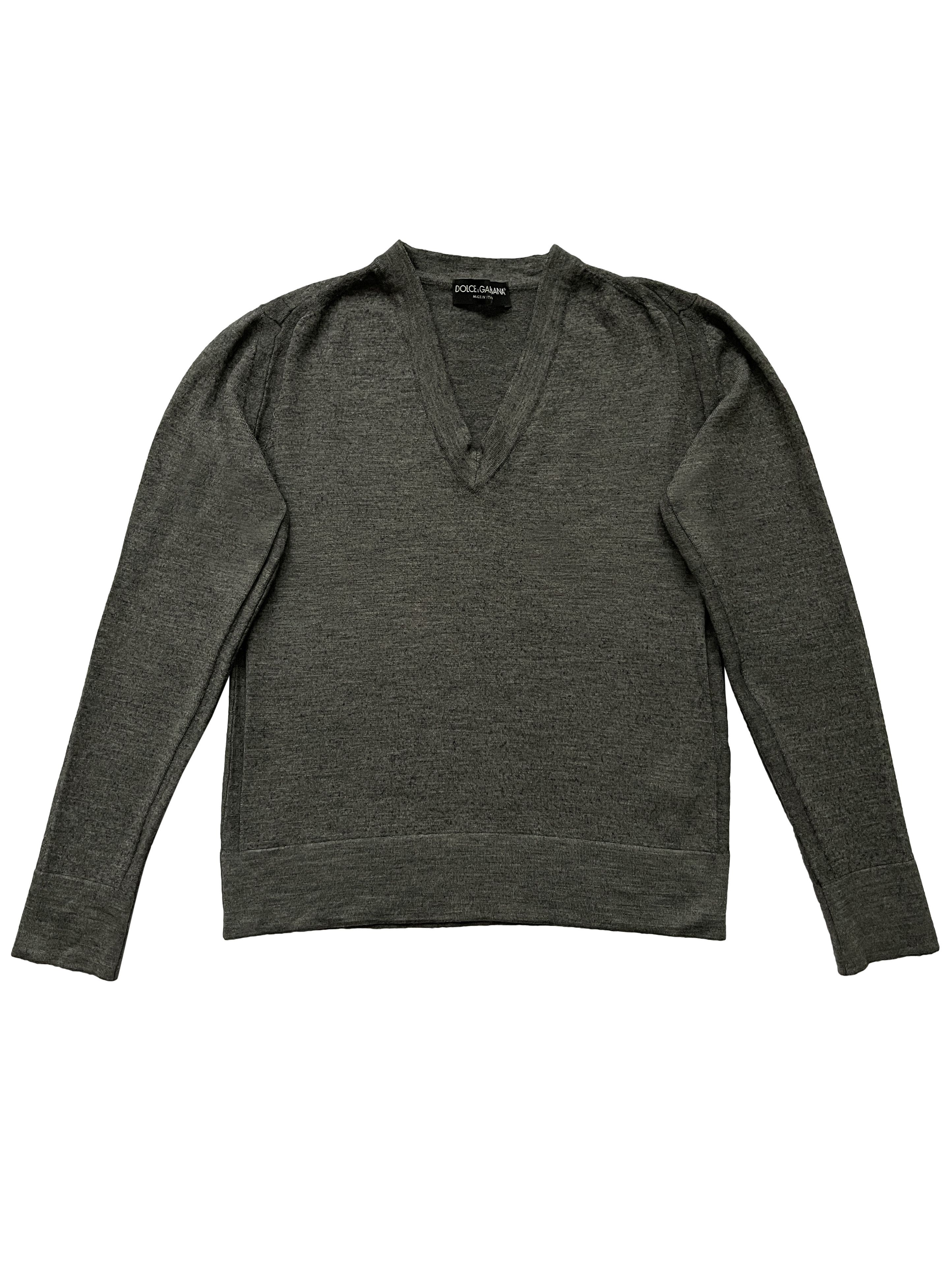 D&G Cotton Sweater V-Neck Gray Sz newest M