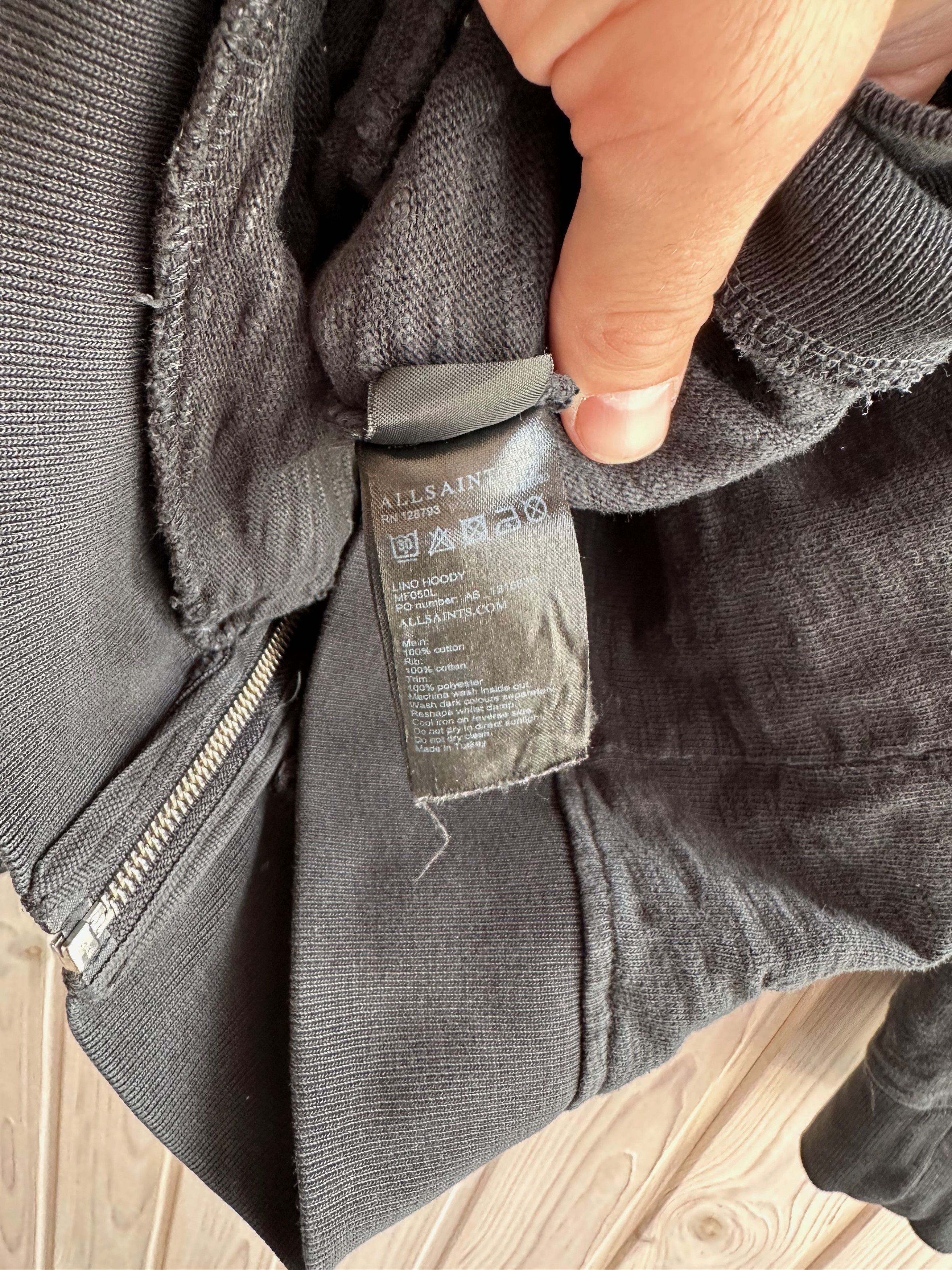 Allsaints ALLSAINTS Lino Hoody full zip faded black hoodie Size US S / EU 44-46 / 1 - 8 Thumbnail