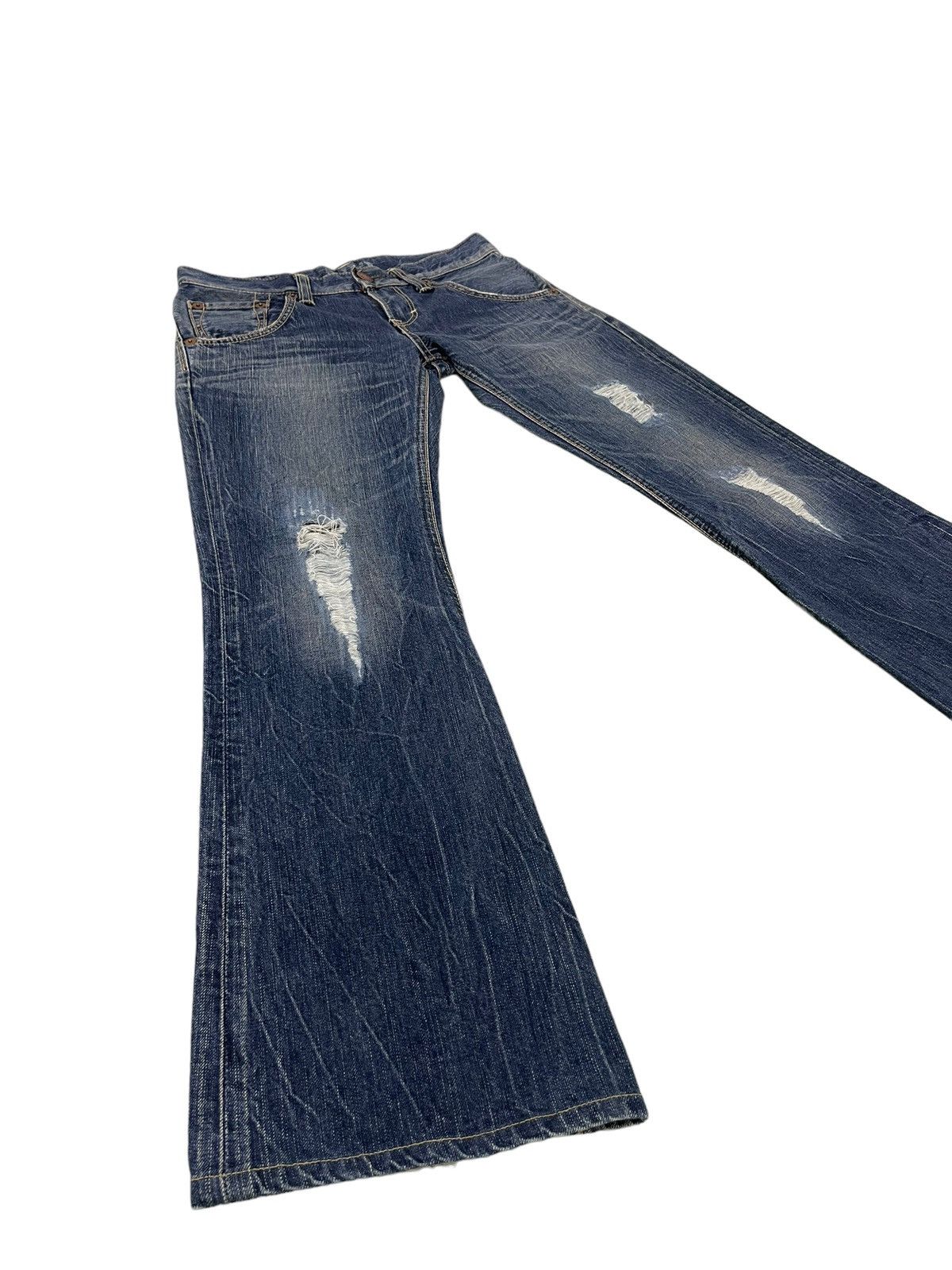 Edwin Flare Jeans Edwin Distress Denim Low Rise Boot Cut 3🟦5 Size US 30 / EU 46 - 1 Thumbnail
