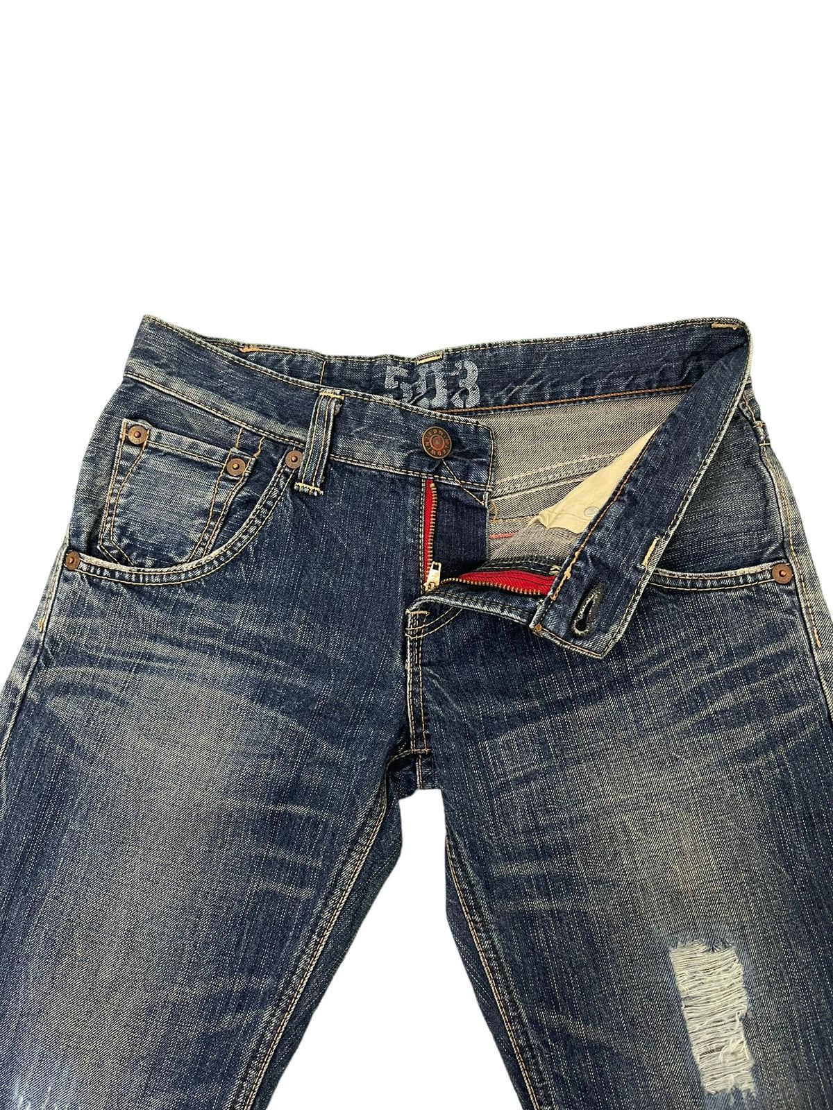 Edwin Flare Jeans Edwin Distress Denim Low Rise Boot Cut 3🟦5 Size US 30 / EU 46 - 10 Thumbnail