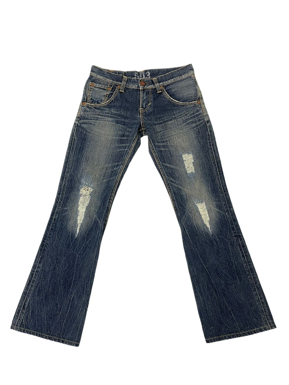 Edwin Flare Jeans Edwin Distress Denim Low Rise Boot Cut 3🟦5 Size US 30 / EU 46 - 3 Thumbnail