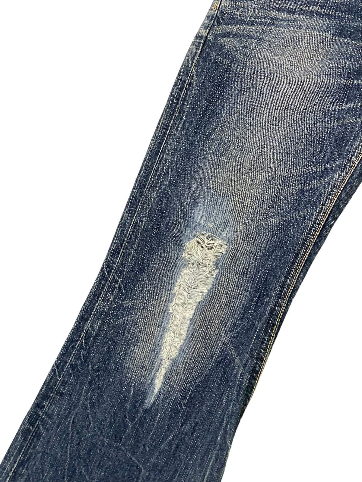 Edwin Flare Jeans Edwin Distress Denim Low Rise Boot Cut 3🟦5 Size US 30 / EU 46 - 6 Thumbnail
