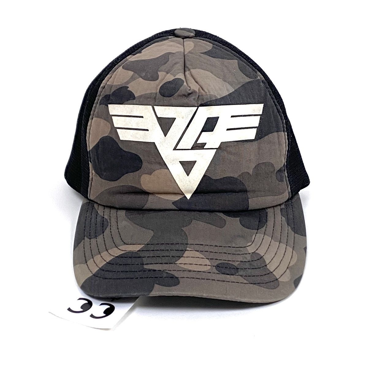 image of Og Bape Van Halen Logo Trucker Hat Cap Pharrell Camo in Green, Men's
