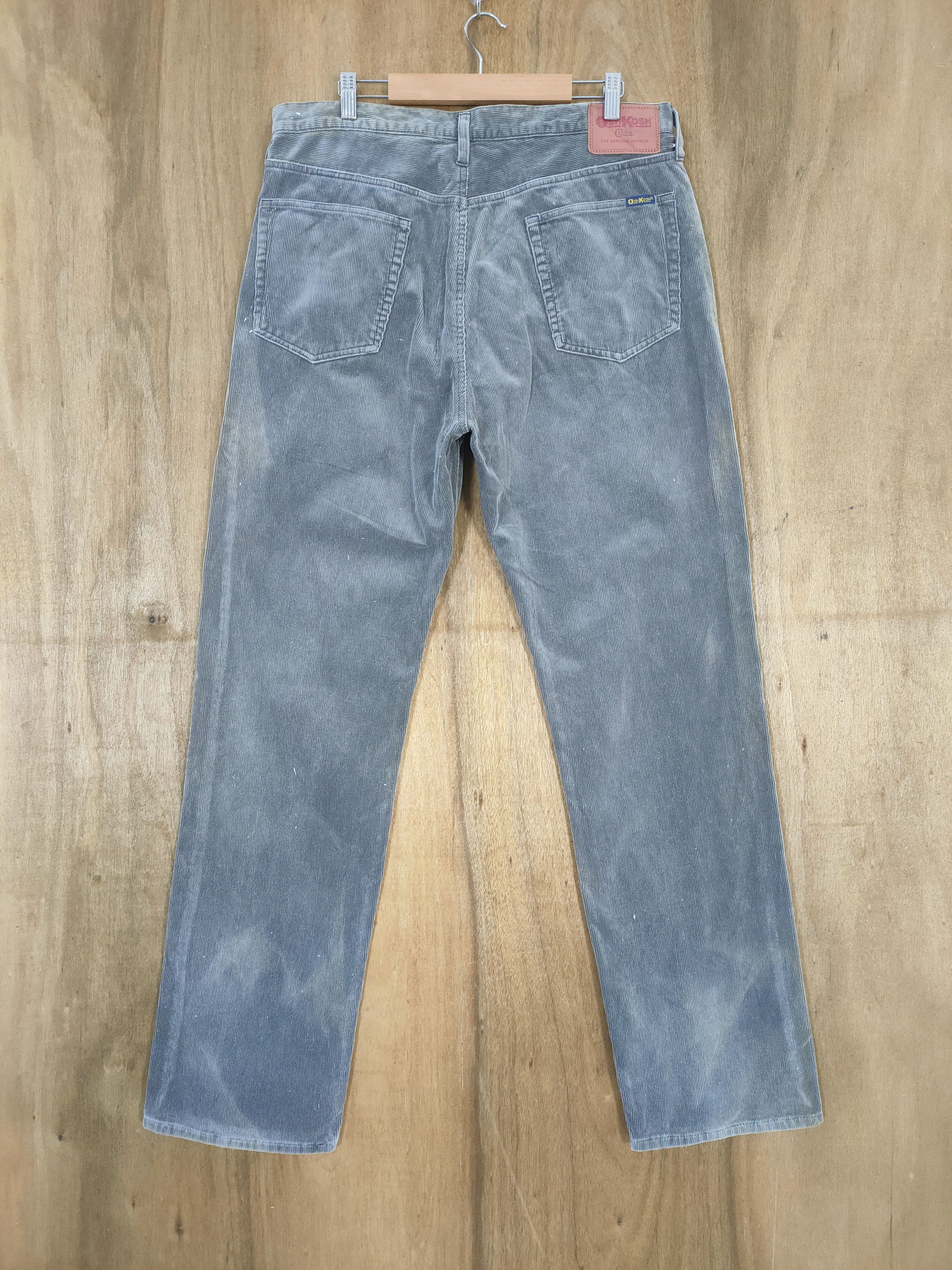 image of Vintage Oshkosh Faded Cordoroy Trousers Chino Pants in Faded Grey, Men's (Size 36)