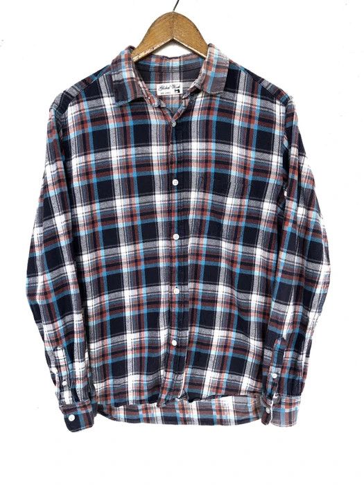 Vintage Global Work Plaid Tartan Button Up Shirt