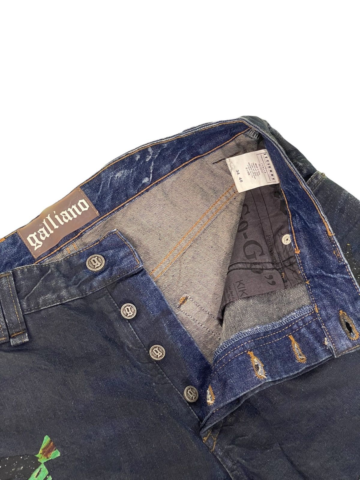 John Galliano Made in Italy Galliano Newspaper Patch Jeans Regular 9🟦 Size US 33 - 9 Thumbnail
