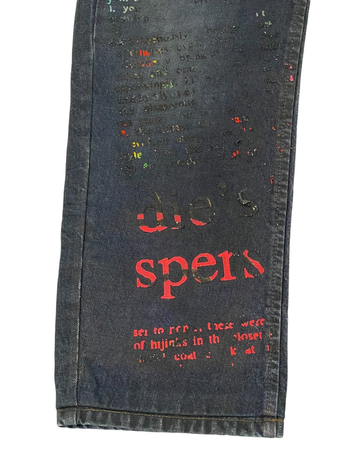 John Galliano Made in Italy Galliano Newspaper Patch Jeans Regular 9🟦 Size US 33 - 4 Thumbnail