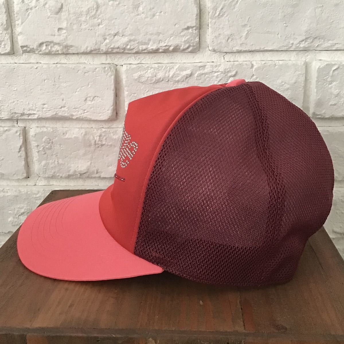 Bape × Swarovski ✨Red Swarovski✨ BAPESTA logo trucker hat cap BAPE STAR NIGO Size ONE SIZE - 5 Thumbnail