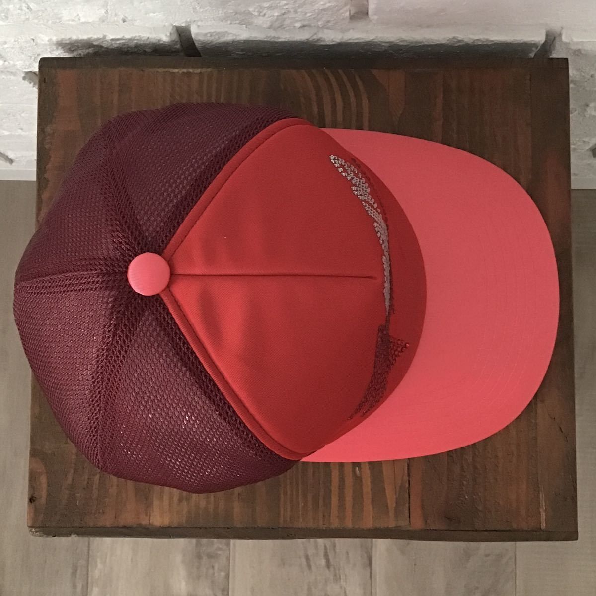 Bape × Swarovski ✨Red Swarovski✨ BAPESTA logo trucker hat cap BAPE STAR NIGO Size ONE SIZE - 6 Thumbnail