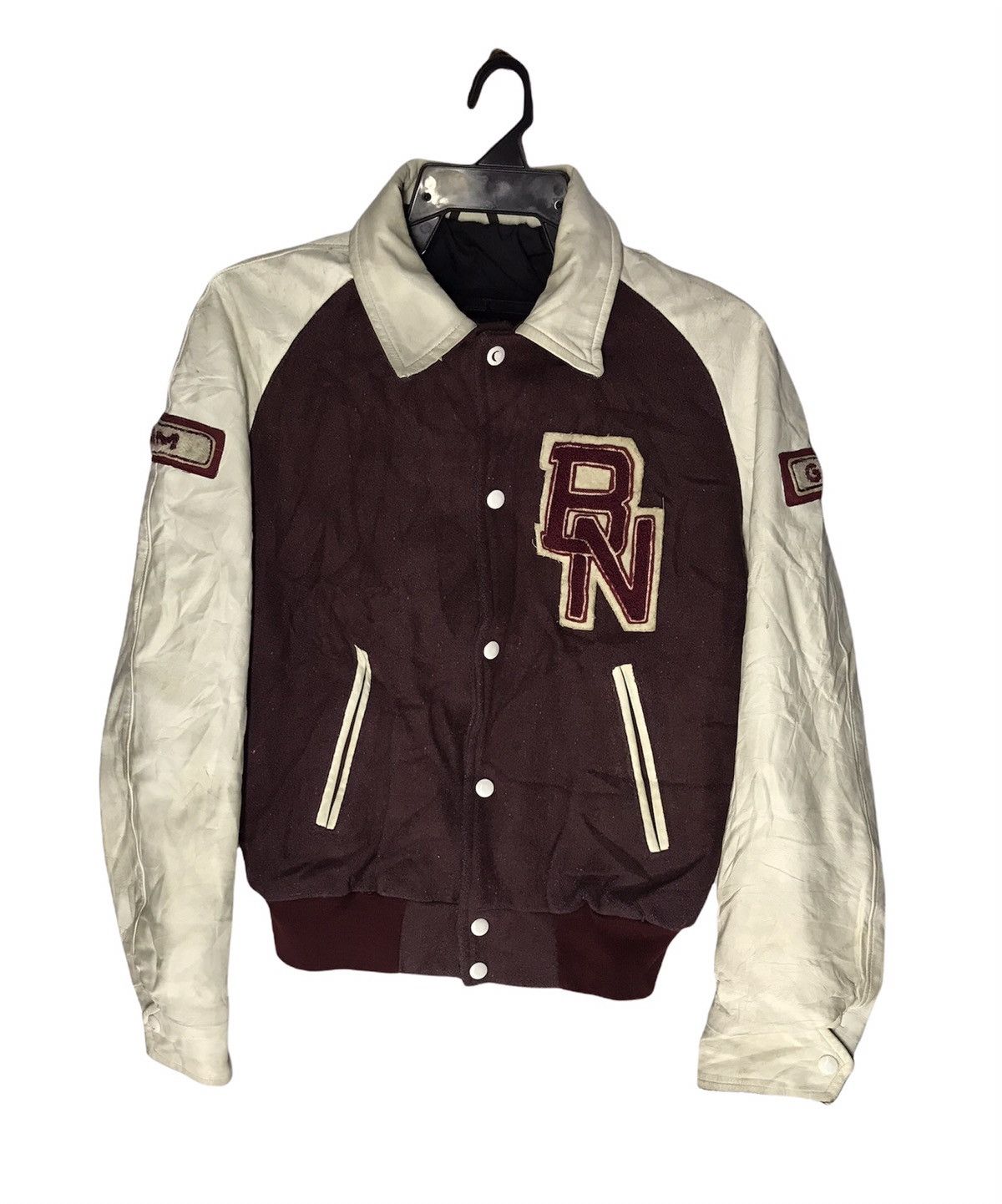 Japanese Brand × Vintage Vintage varsity leather sleeve unbrand Size US S / EU 44-46 / 1 - 1 Thumbnail