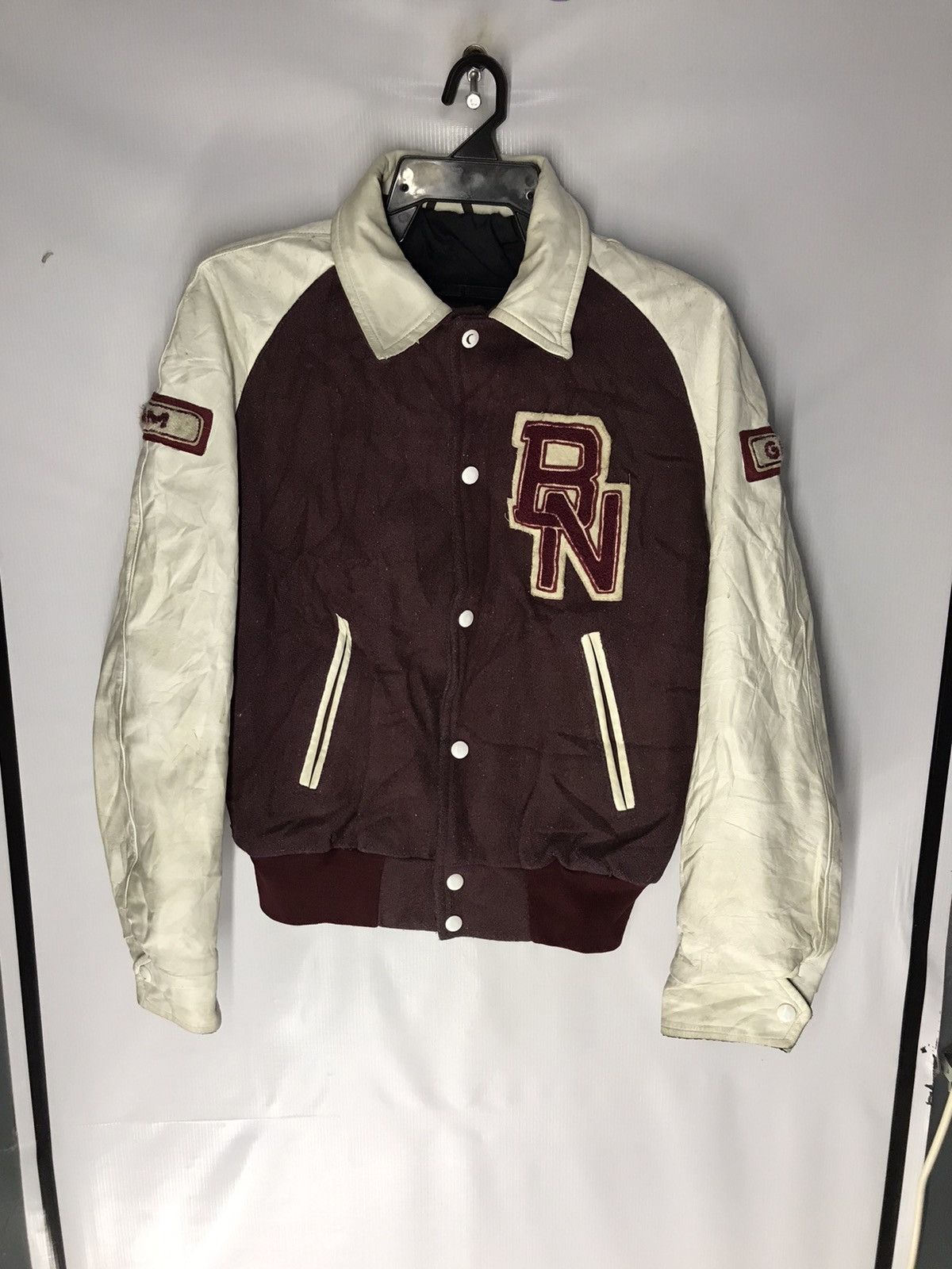 Japanese Brand × Vintage Vintage varsity leather sleeve unbrand Size US S / EU 44-46 / 1 - 4 Thumbnail