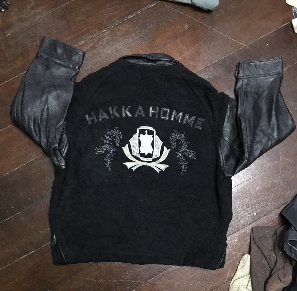 Japanese Brand × Vintage Vintage Hakka homme leather sleeve jacket back embroidered Size US L / EU 52-54 / 3 - 4 Thumbnail