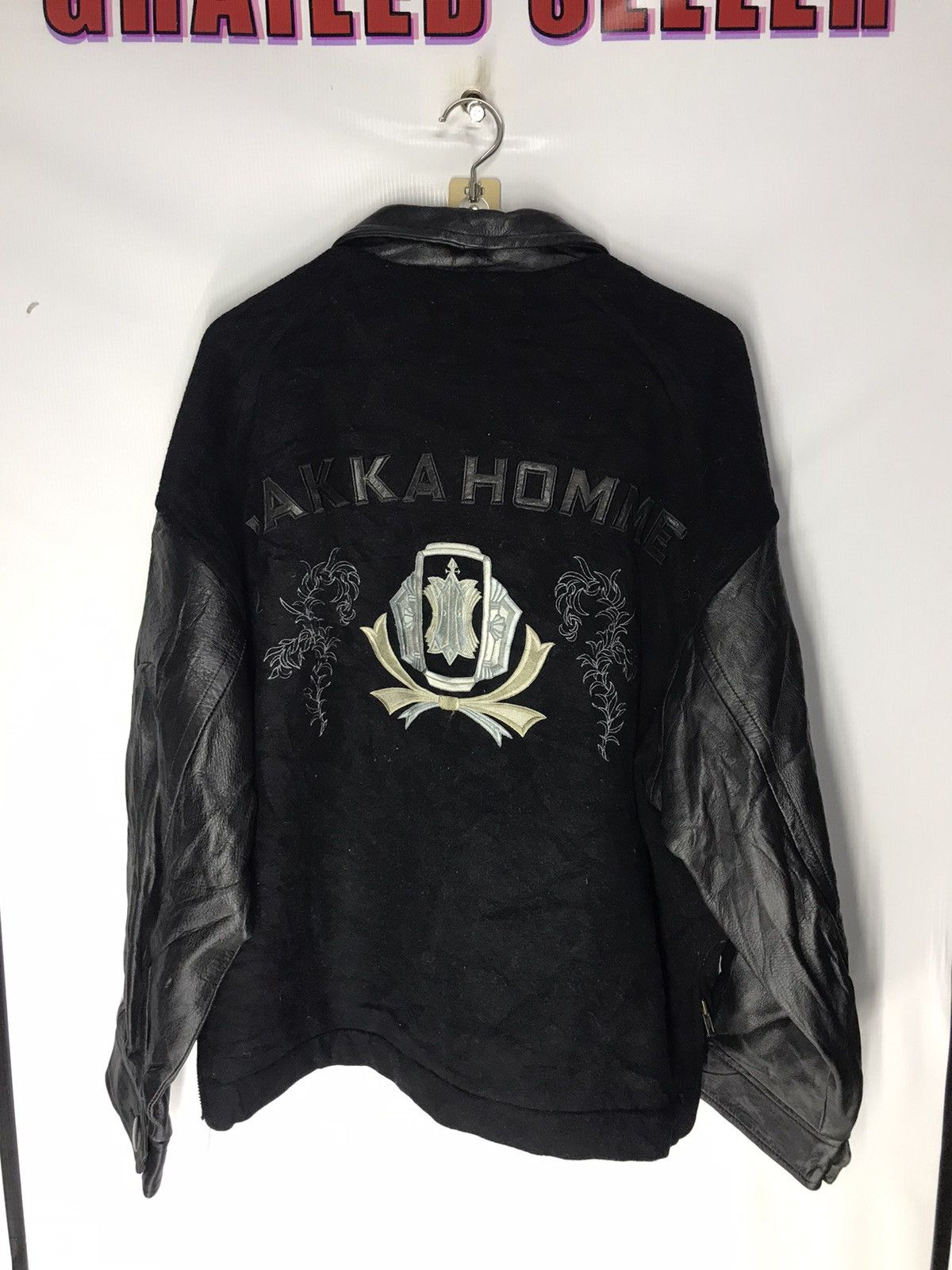 Japanese Brand × Vintage Vintage Hakka homme leather sleeve jacket back embroidered Size US L / EU 52-54 / 3 - 12 Thumbnail