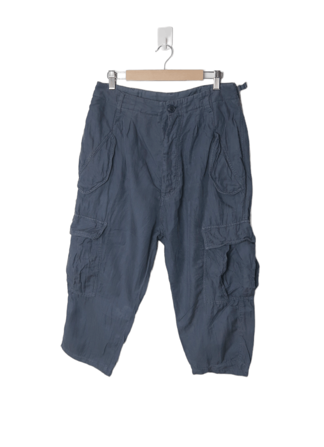 image of Final Home x Issey Miyake Sunao Kuwahara By Issey Miyake 3Rd Qtr Cargo Pants in Blue (Size 31)