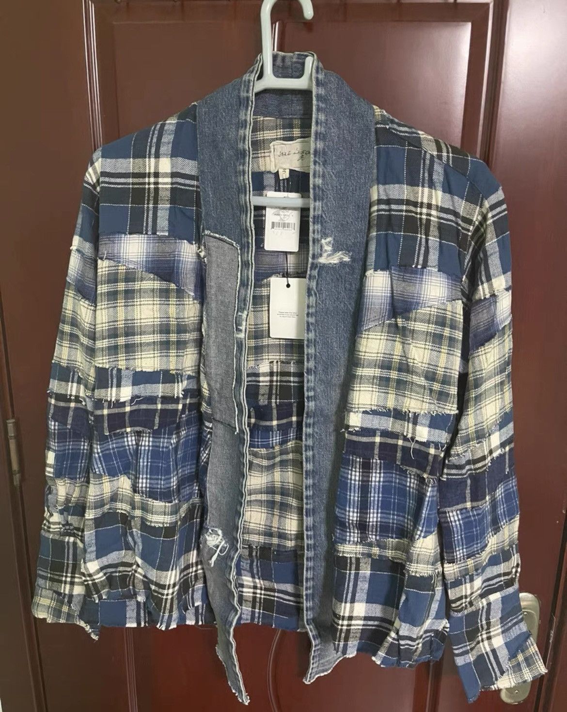 Greg Lauren Greg Lauren 20fw blue mixed plaid kimono Size US L / EU 52-54 / 3 - 1 Thumbnail