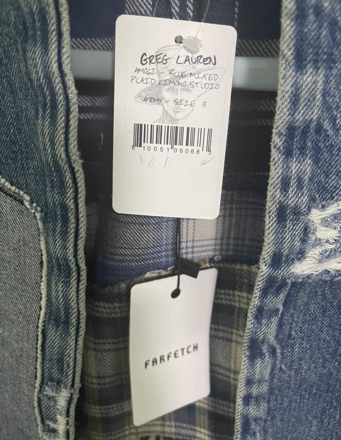 Greg Lauren Greg Lauren 20fw blue mixed plaid kimono Size US L / EU 52-54 / 3 - 5 Thumbnail