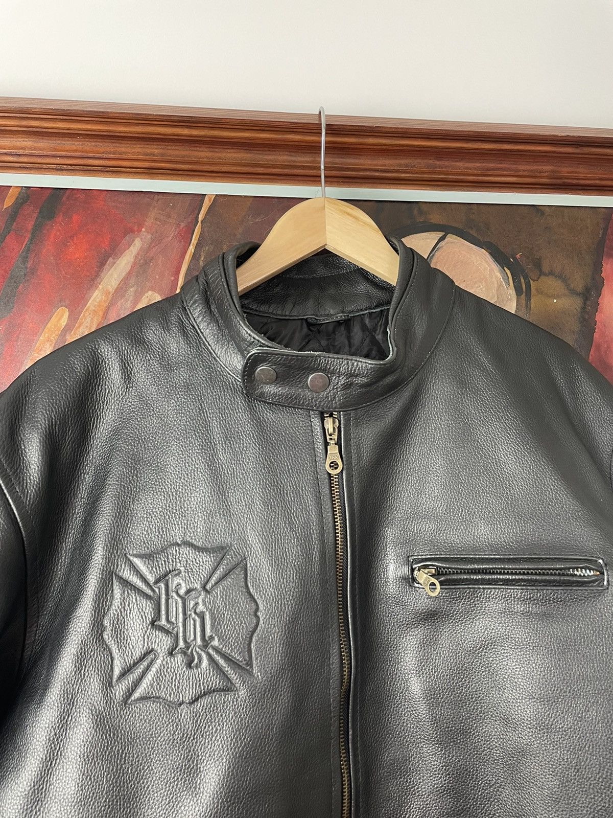 Leather Vintage Genuine Real Leather Jacket High Quality Rock Punk Size US XL / EU 56 / 4 - 3 Thumbnail