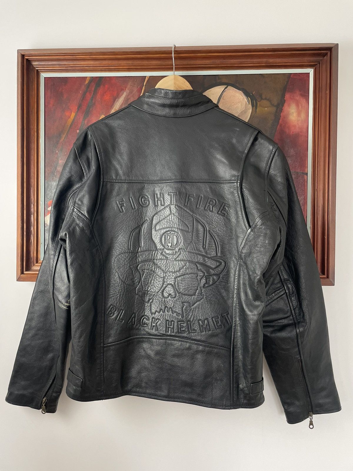Leather Vintage Genuine Real Leather Jacket High Quality Rock Punk Size US XL / EU 56 / 4 - 2 Thumbnail