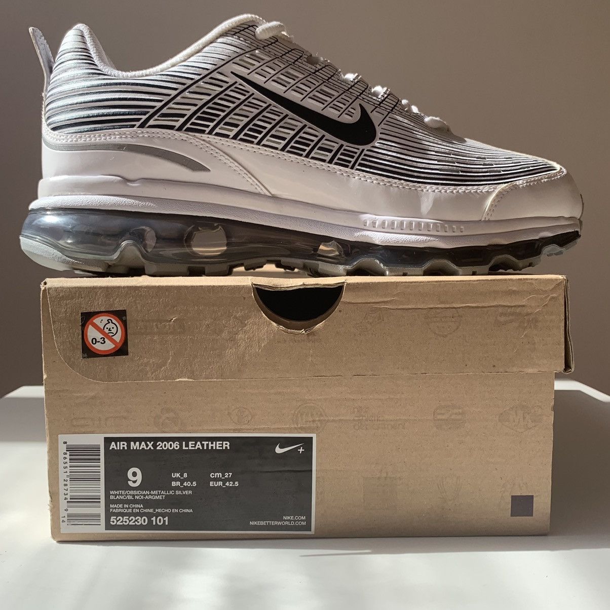 Nike !NEW Nike Air Max 2006 (360) Leather White Obsidian Size US 9 / EU 42 - 15 Thumbnail