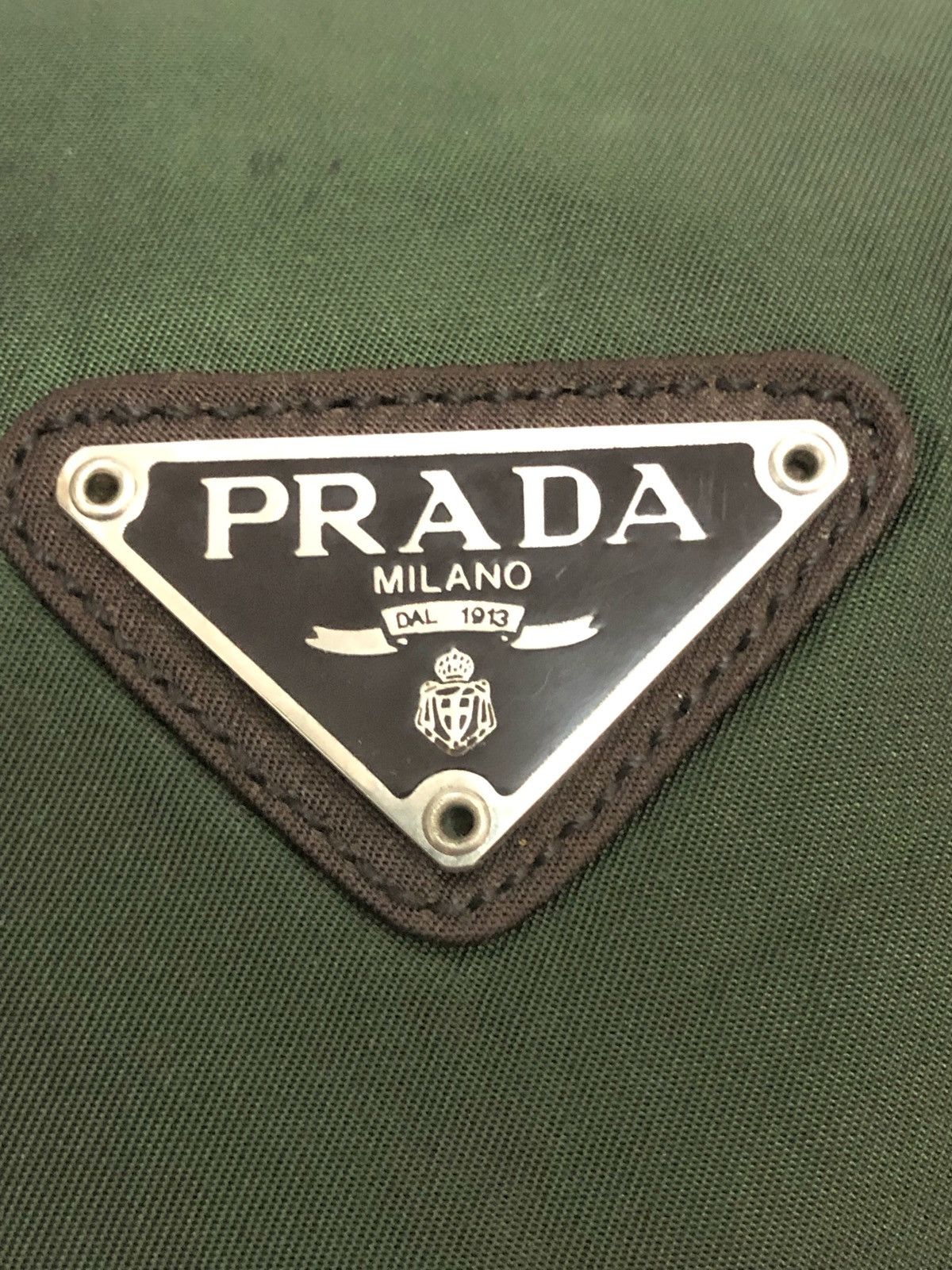 Prada Prada Leather Trim Olive Green Nylon Shoulder Bag Size ONE SIZE - 3 Thumbnail