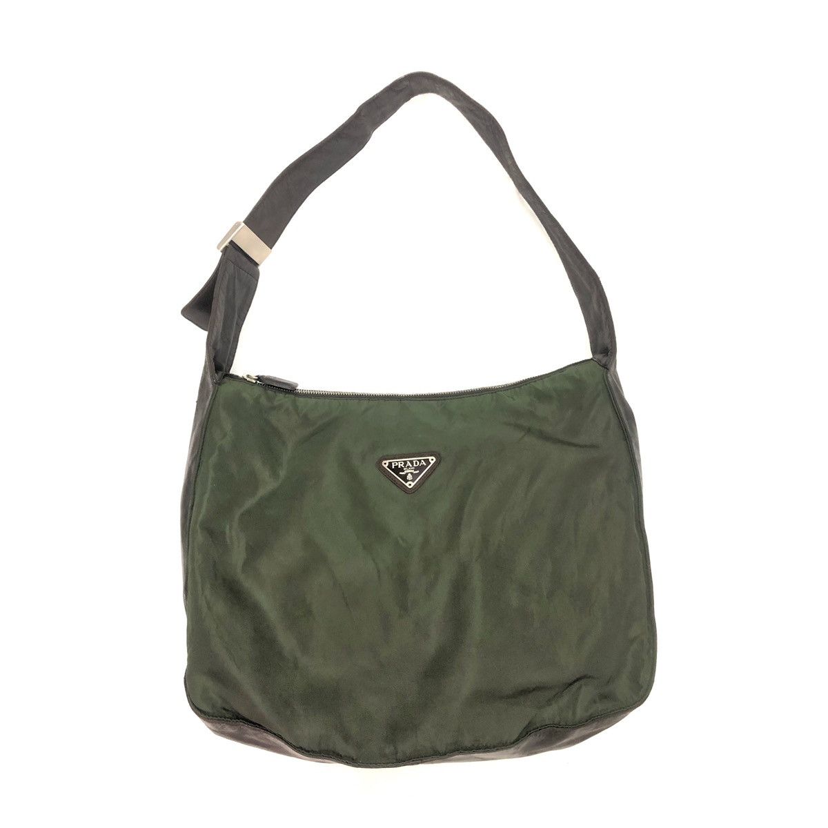 Prada Prada Leather Trim Olive Green Nylon Shoulder Bag Size ONE SIZE - 1 Thumbnail