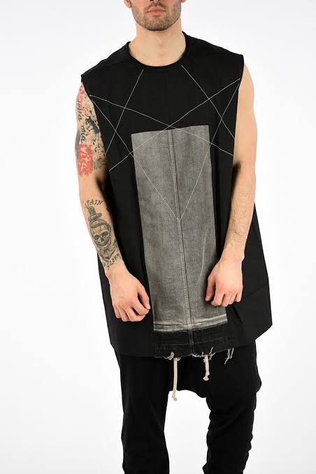 image of Rick Owens x Rick Owens Drkshdw Ss18 Jumbo Fork Sleeveless in Black, Men's (Size Small)