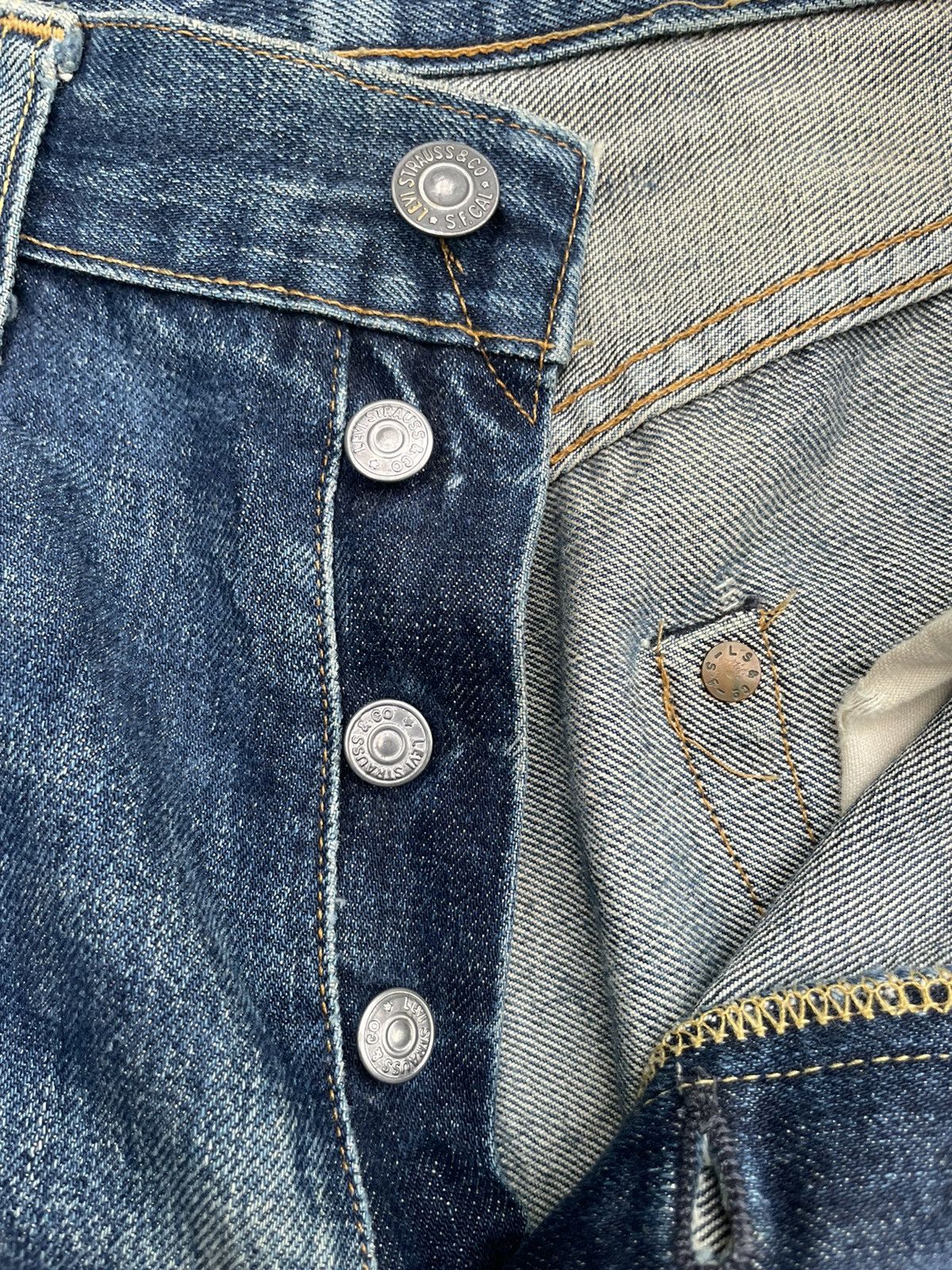 Levi's Vintage 1998 Levis Lot 501XX E Distresed Rework Size US 29 - 25 Thumbnail