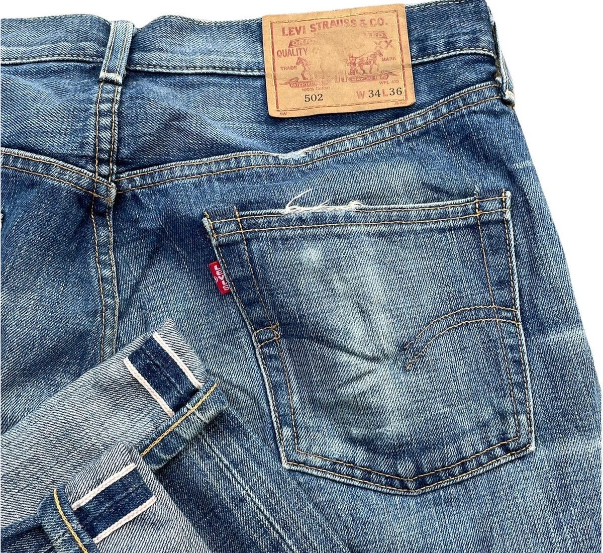 Levi's Vintage Levis 2003 502XX E 1967 Selvedge Aging Distressed Size US 34 / EU 50 - 6 Thumbnail
