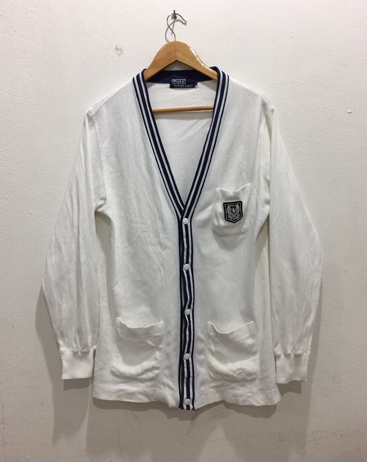 Polo Ralph Lauren × Vintage Polo Ralph Lauren Cardigan Sweater with Patches on Pocket Size US M / EU 48-50 / 2 - 1 Thumbnail