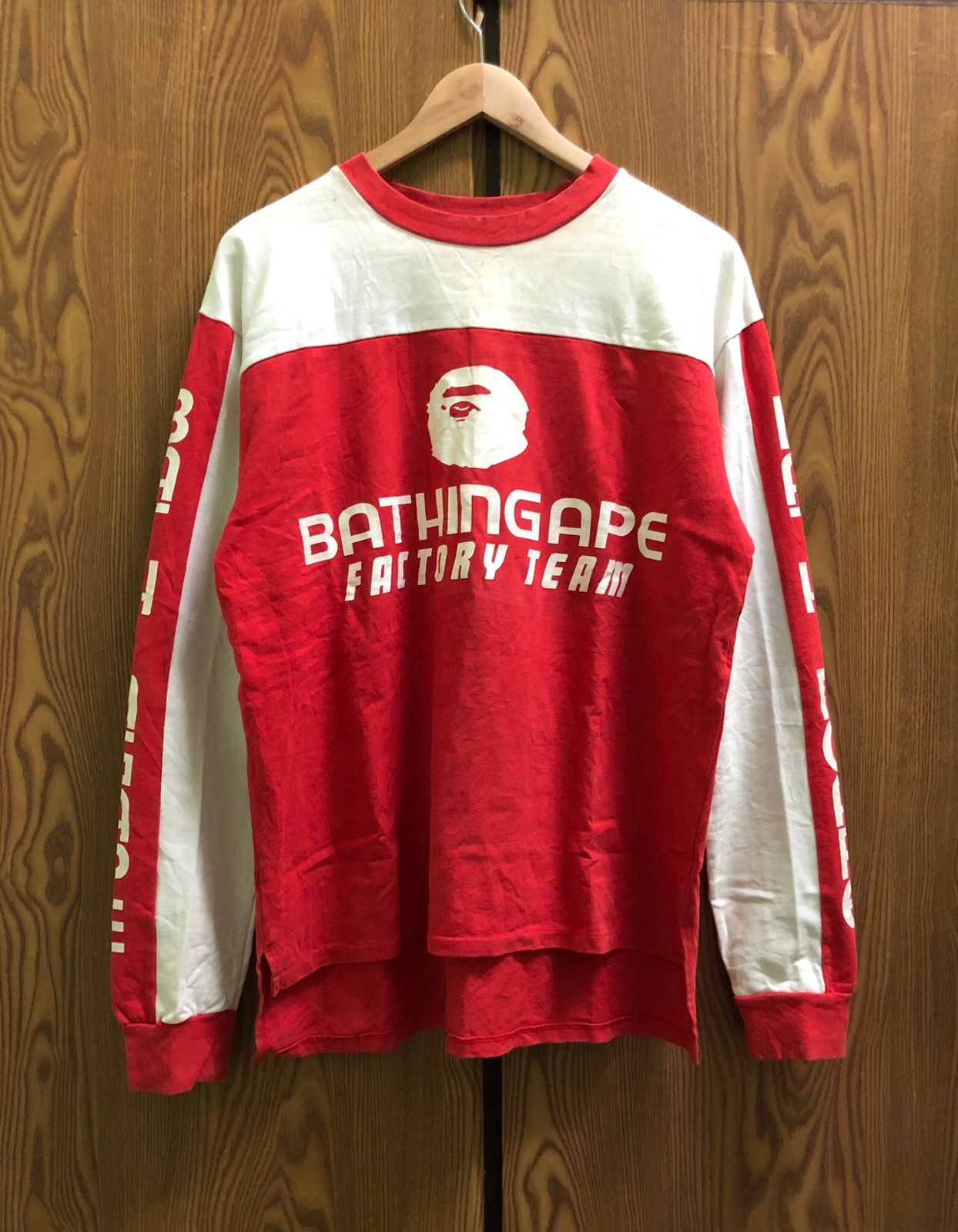 Pre-owned Bape X Vintage 90's A Bathing Ape Nigo Factory Team In Red
