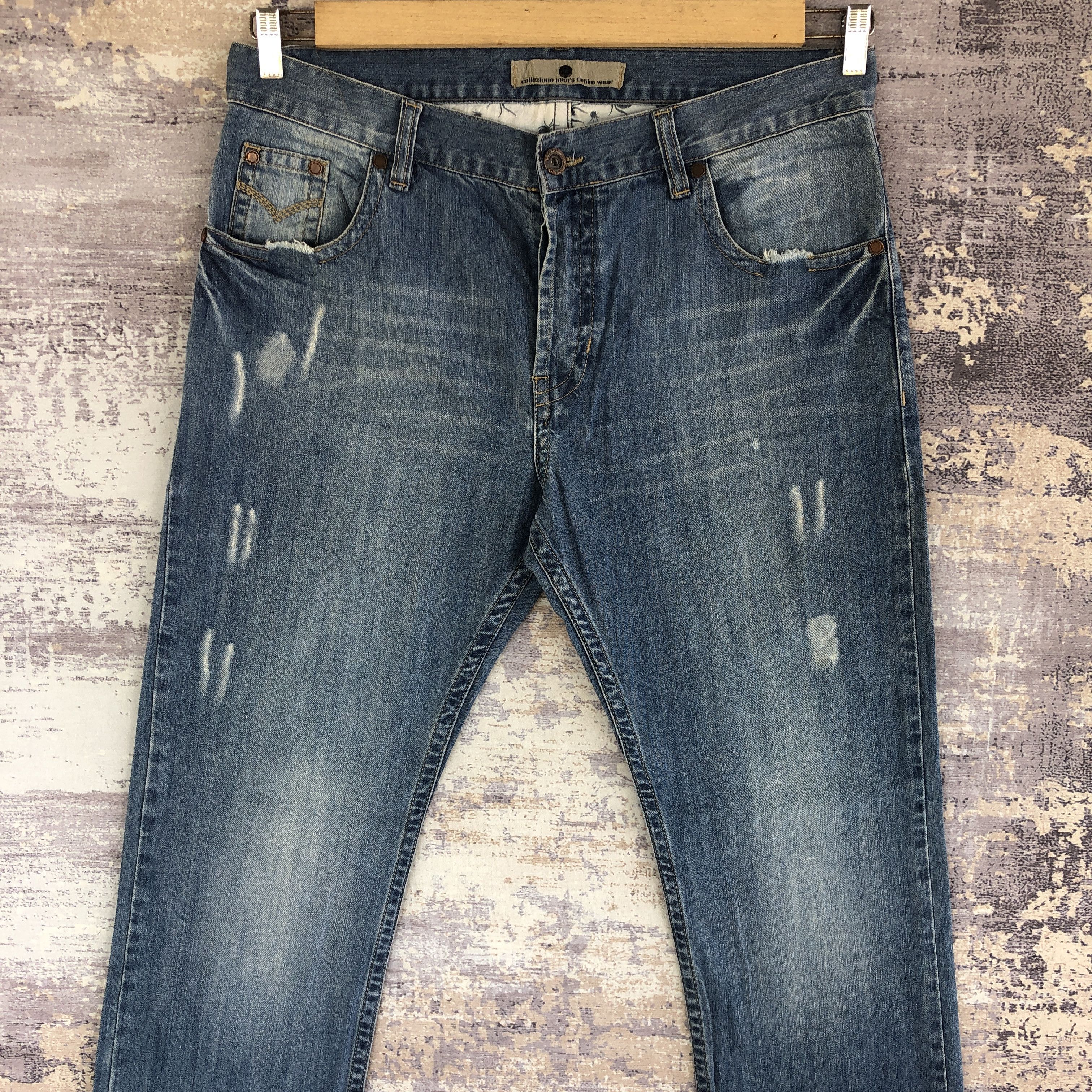 Designer × Vintage Vintage Collezione Distressed Jeans Japanese Denim Pants Size US 36 / EU 52 - 3 Thumbnail
