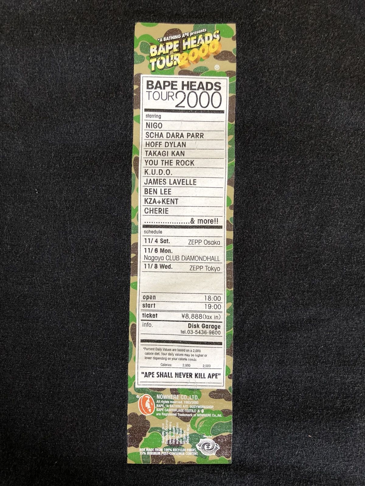 Bape × Vintage Bape Heads Tour 2000 Tee Size US M / EU 48-50 / 2 - 4 Thumbnail