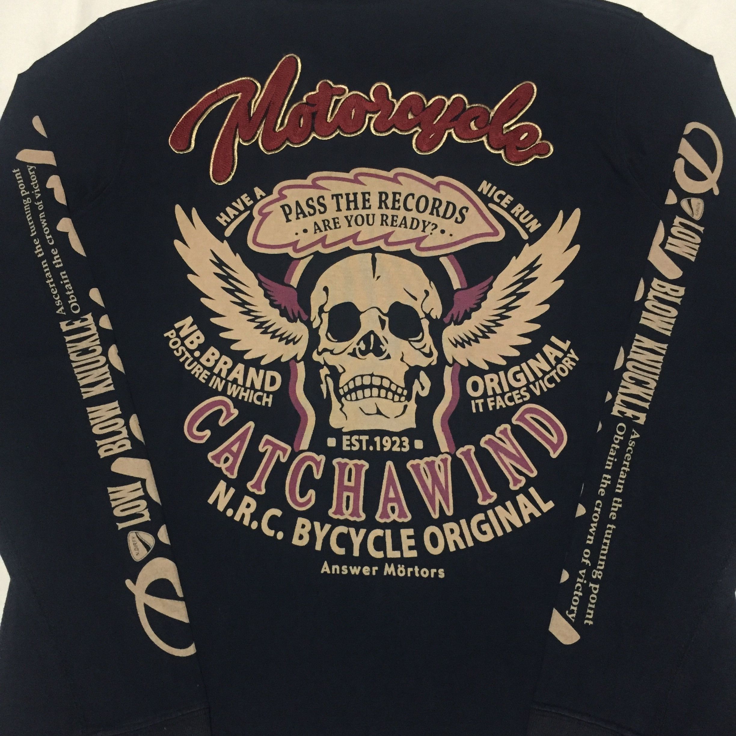 Vintage LOW BLOW KNUCKLE Ride On Gale Motorcycle Longsleeve Tshirt Size L / US 10 / IT 46 - 3 Thumbnail