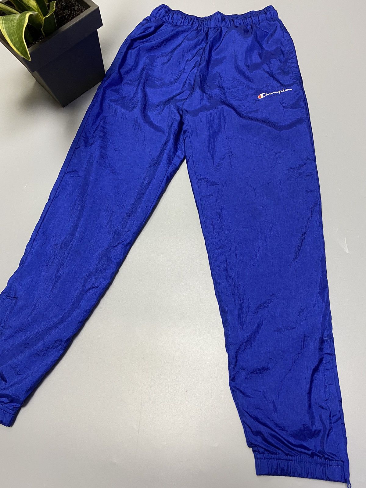 Champion × Vintage Vintage Champion Track Pants Nylon Trousers Men’s S Blue Size US 30 / EU 46 - 2 Thumbnail