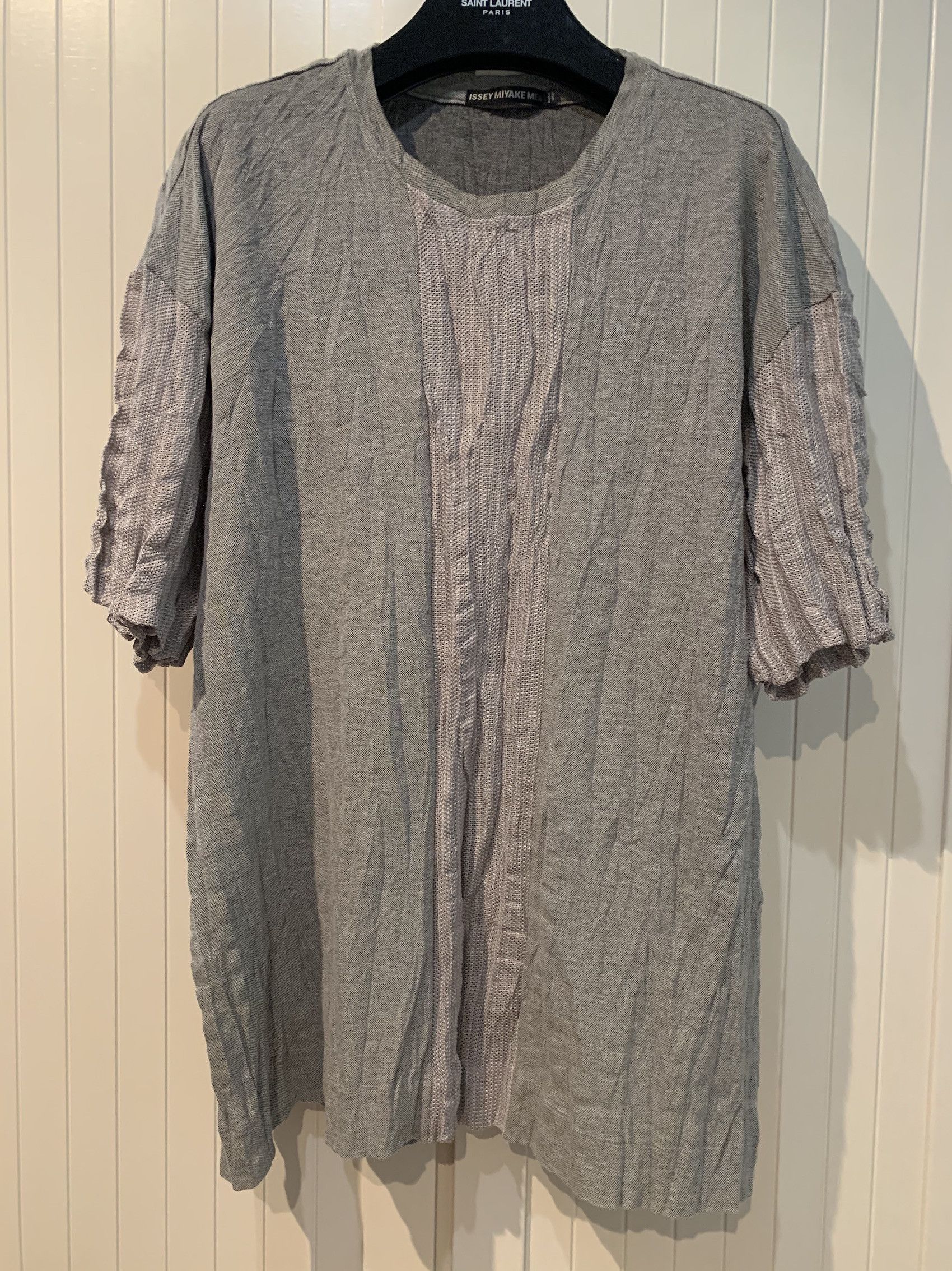 Image of Issey Miyake Ss'16 T-Shirt Creased in Grey, Men's (Size 2XL)