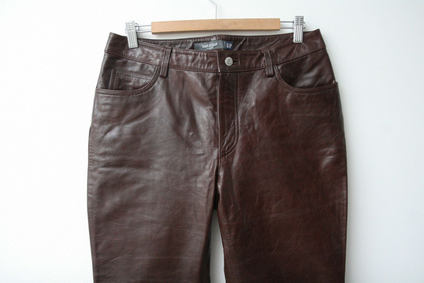 Gap GAP Real Leather Pants Burgundy 31 Size US 31 - 3 Thumbnail
