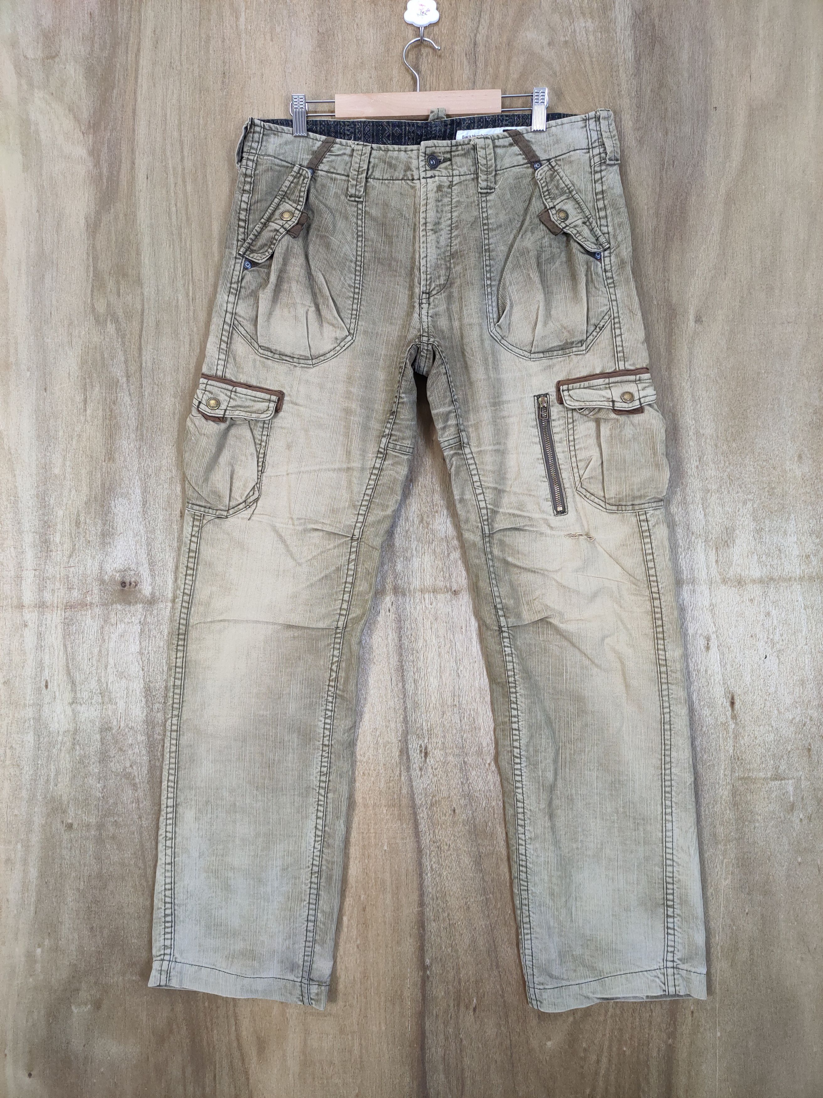 Image of Vintage Back Number Corduroy Faded Cargo Pants in Faded Brown, Men's (Size 34)