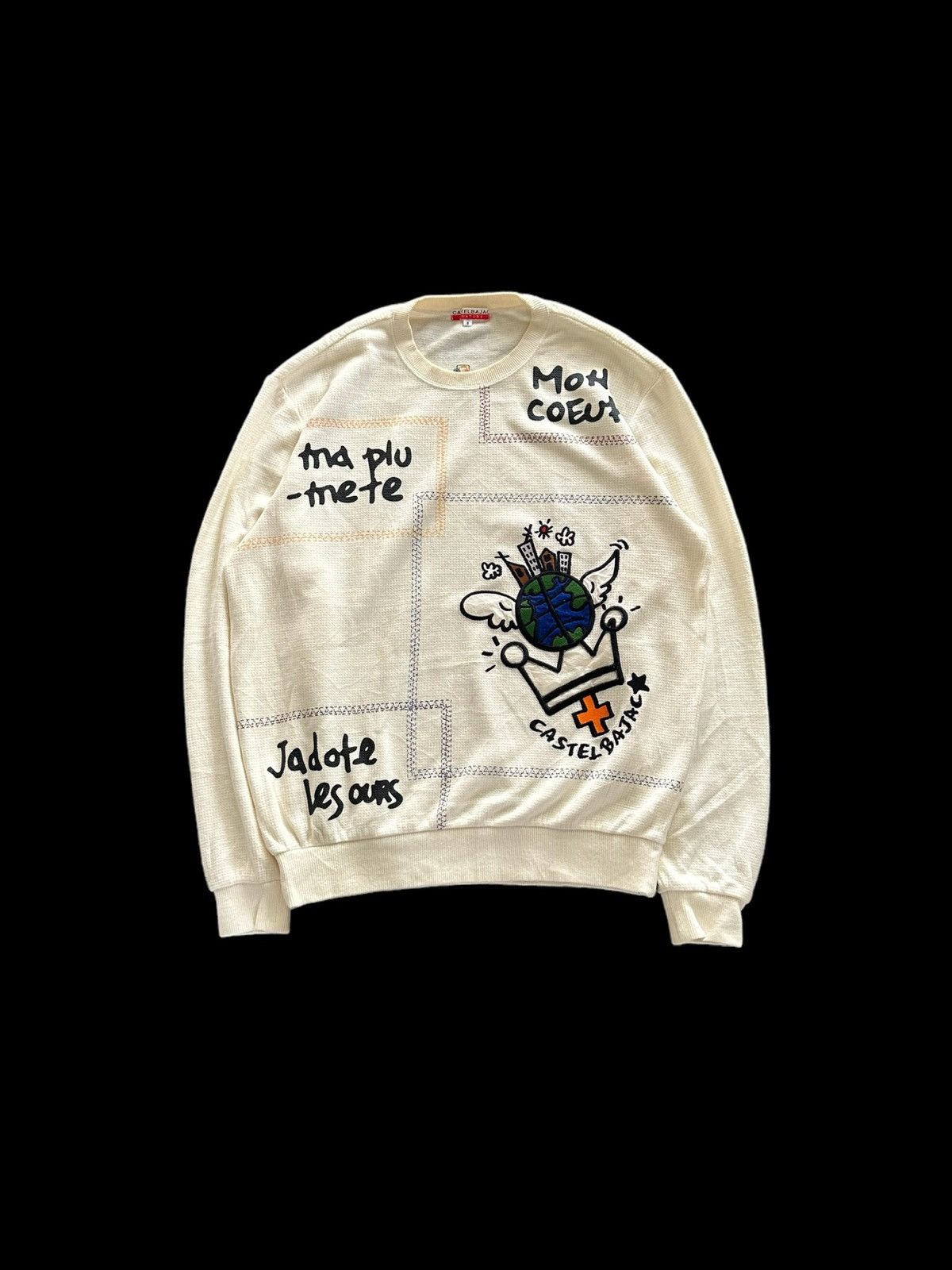 image of 2000S 2 Nature Jean Charles De Castelbajac Sweatshirt in Cream, Men's (Size Large)
