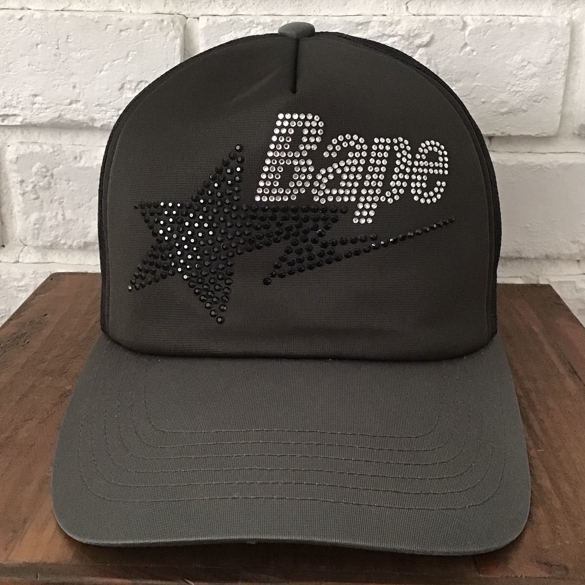 Bape × Swarovski Swarovski BAPESTA logo trucker hat cap BAPE STAR NIGO ...
