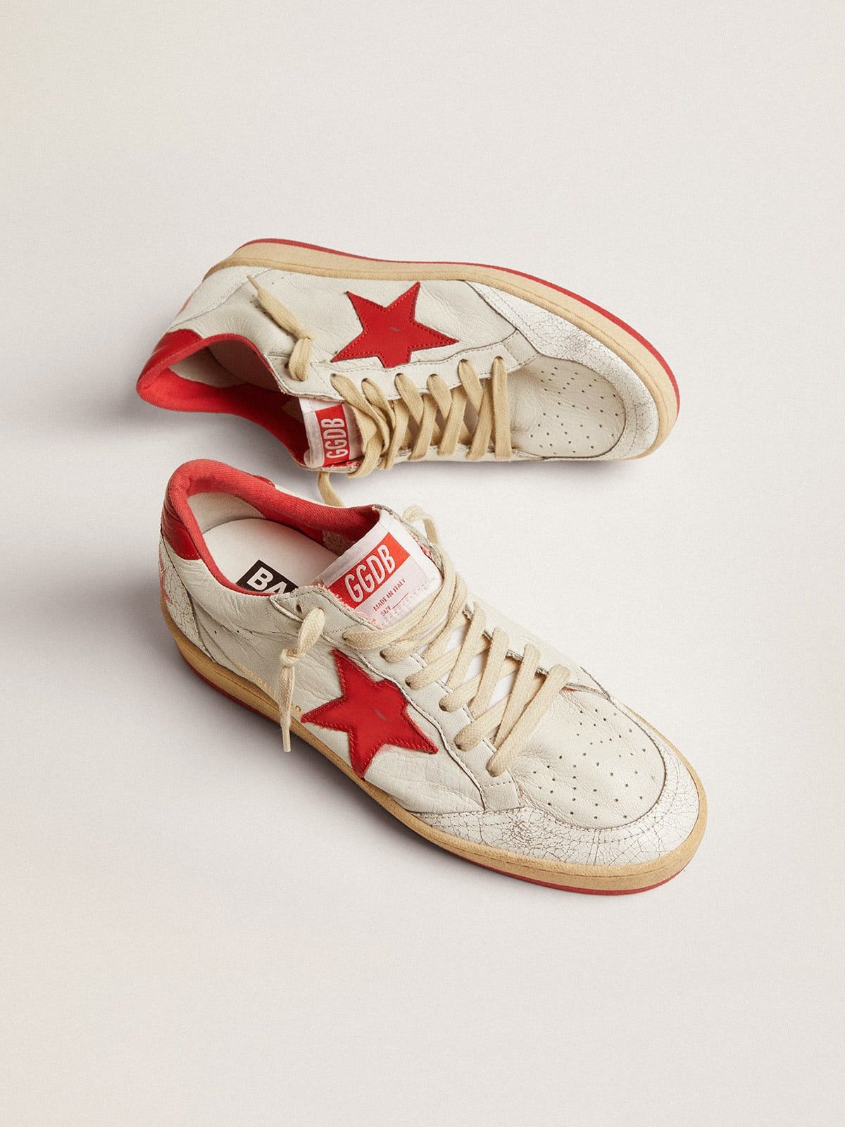Golden Goose White Ball Star sneakers in leather with red