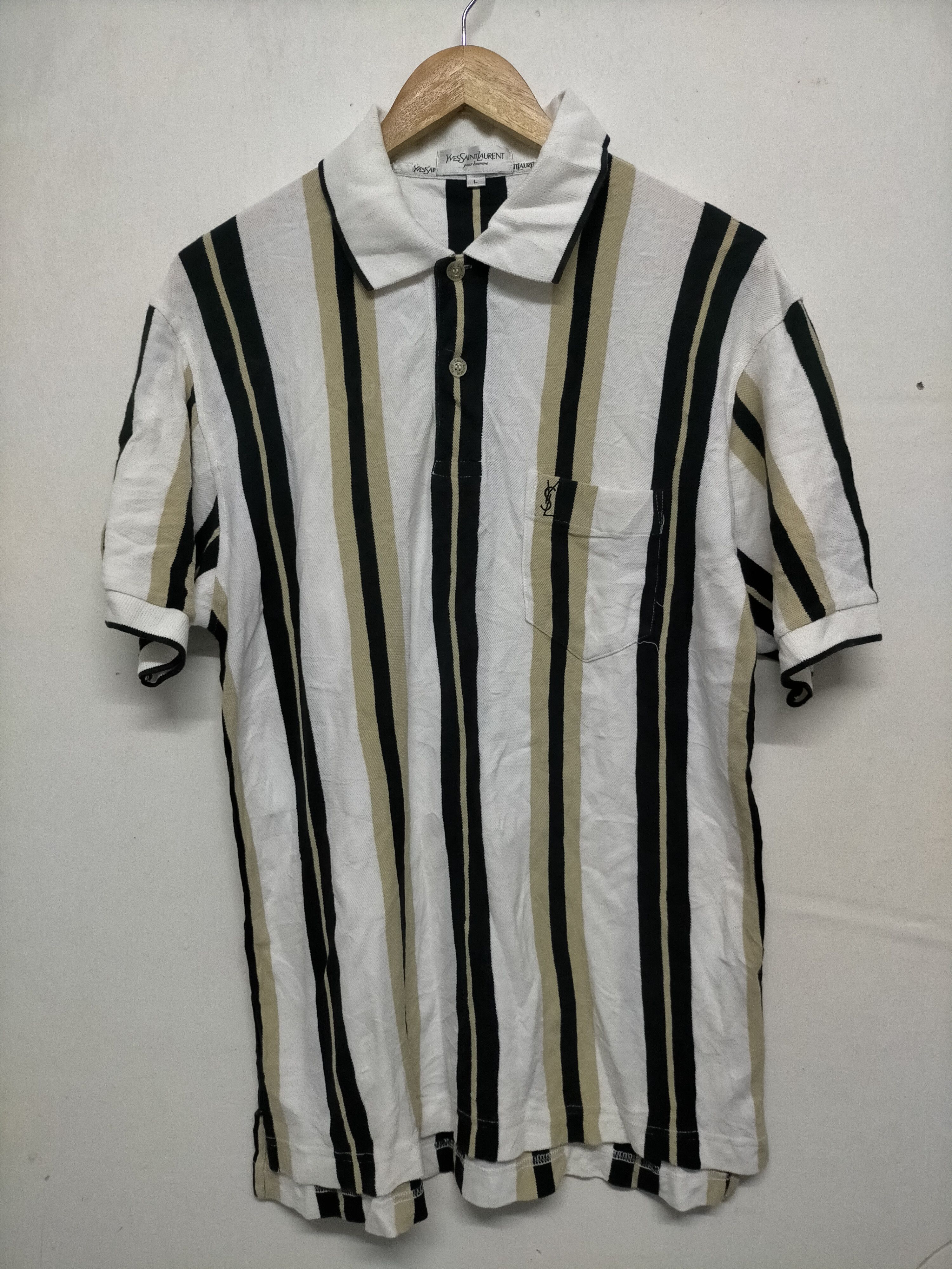 Yves Saint Laurent YvesSaintLaurent pour homme polos stripe tee Size US L / EU 52-54 / 3 - 1 Thumbnail