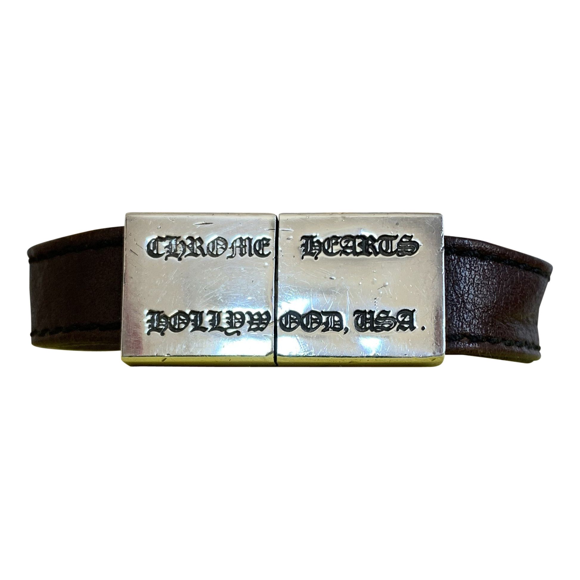 Chrome Hearts Chrome Hearts Leather Silver Logo Bracelet Size ONE SIZE - 1 Thumbnail
