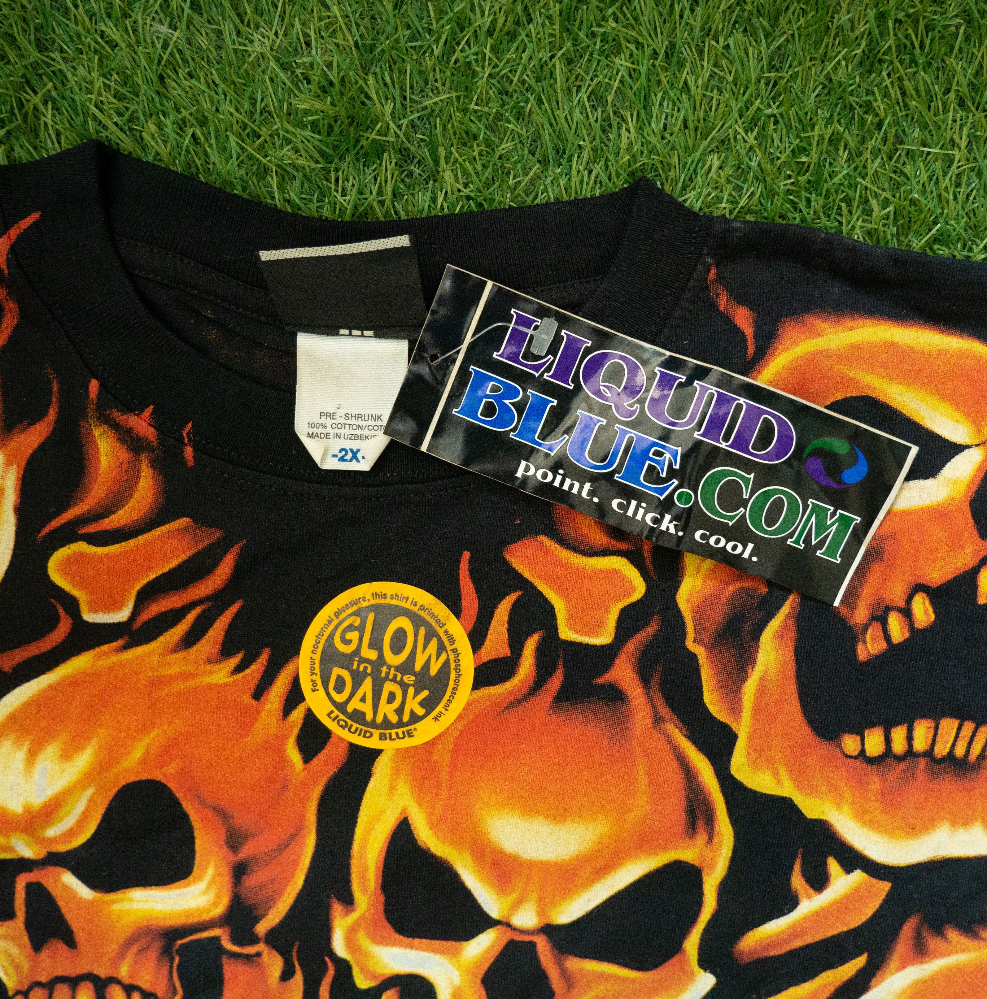 Liquid Blue Vintage Liquid Blue Fiery Skull Pile 2XL T-Shirt NWT Size US XXL / EU 58 / 5 - 5 Thumbnail