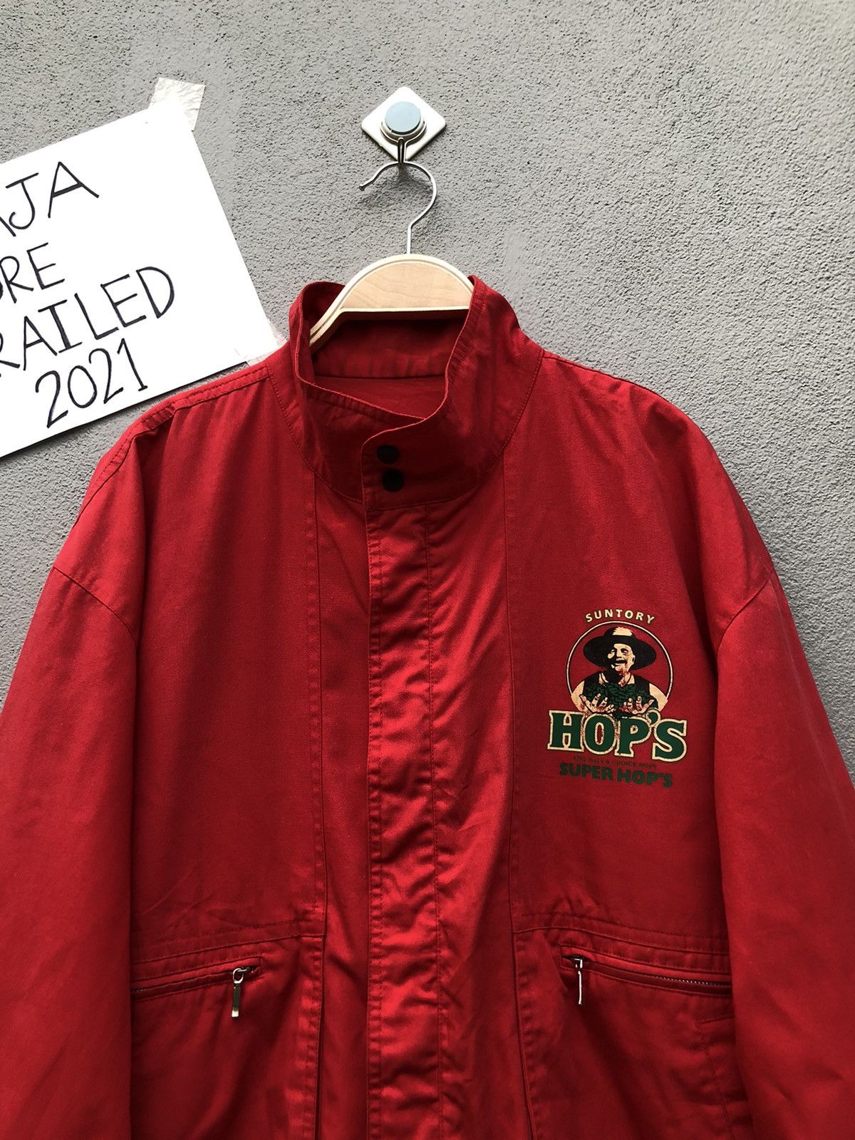 Japanese Brand Vintage Suntory Hops Super Hops Big Logo Zipper Ups Jacket Size US XL / EU 56 / 4 - 5 Thumbnail