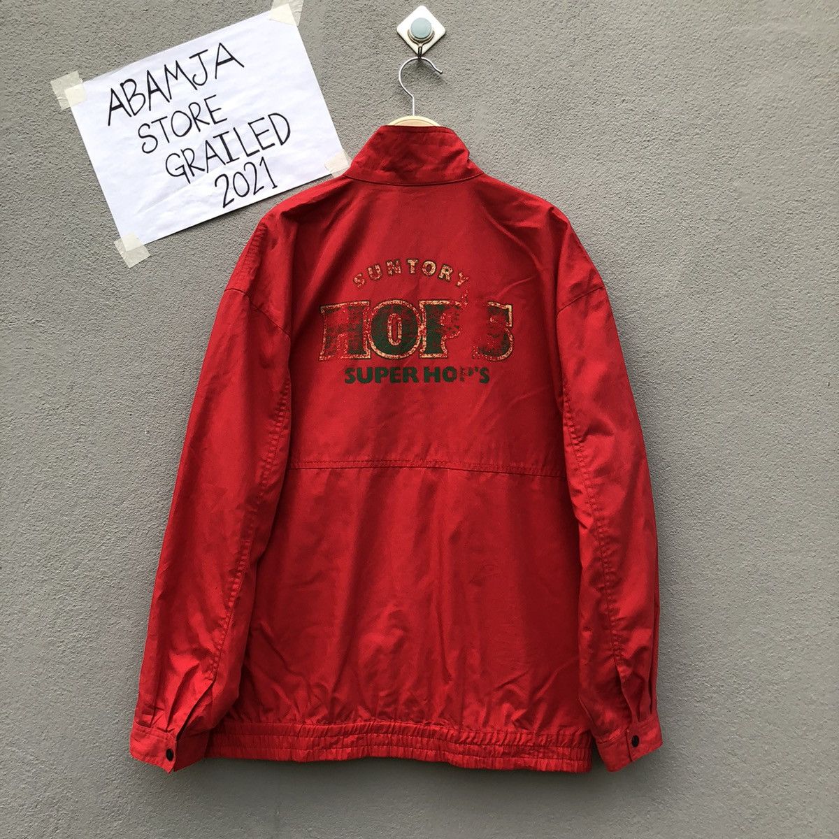 image of Vintage Suntory Hops Super Hops Big Logo Zipper Ups Jacket in Red, Men's (Size XL)