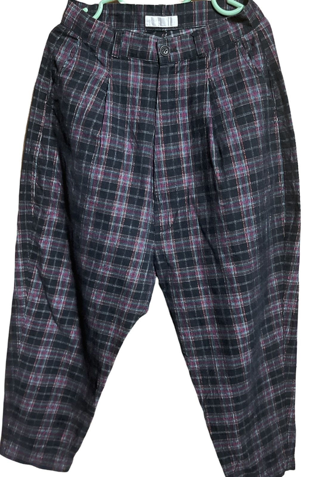 Issey Miyake Ne-net PANTS VELVET BEGGY MULTI CHECK JAPAN Size US 28 / EU 44 - 1 Thumbnail