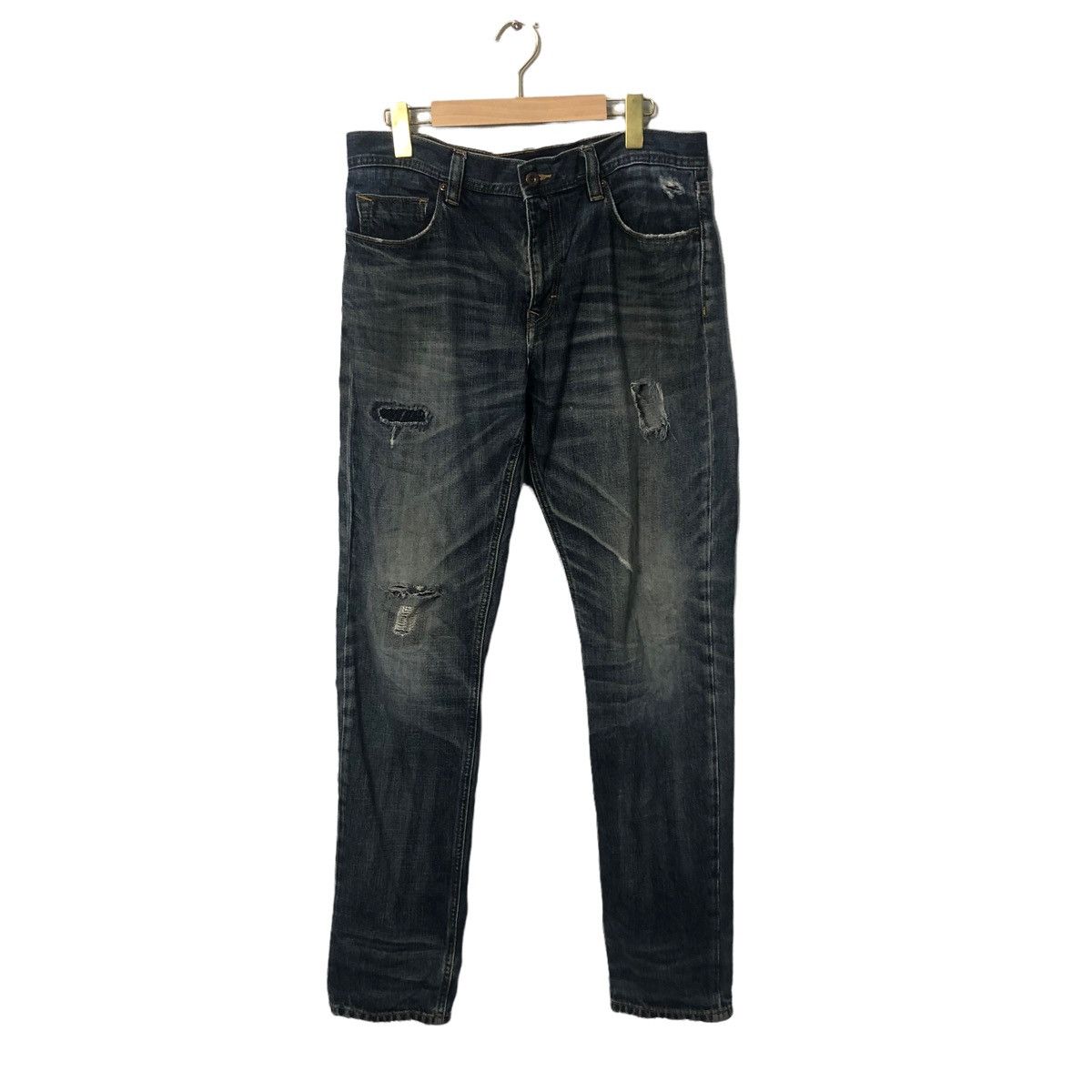 image of Archival Clothing x Distressed Denim Vintage Free Gate Jeans Faded Distressed Denim Pants W34 in Bl