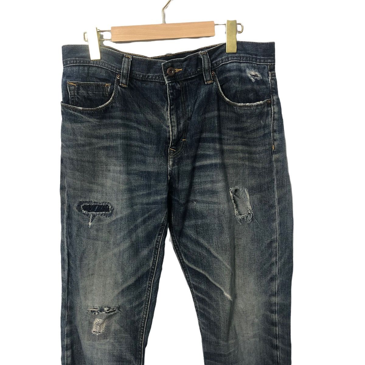 Japanese Brand Vintage Free Gate Jeans Faded Distressed Denim Pants W34 Size US 34 / EU 50 - 2 Thumbnail