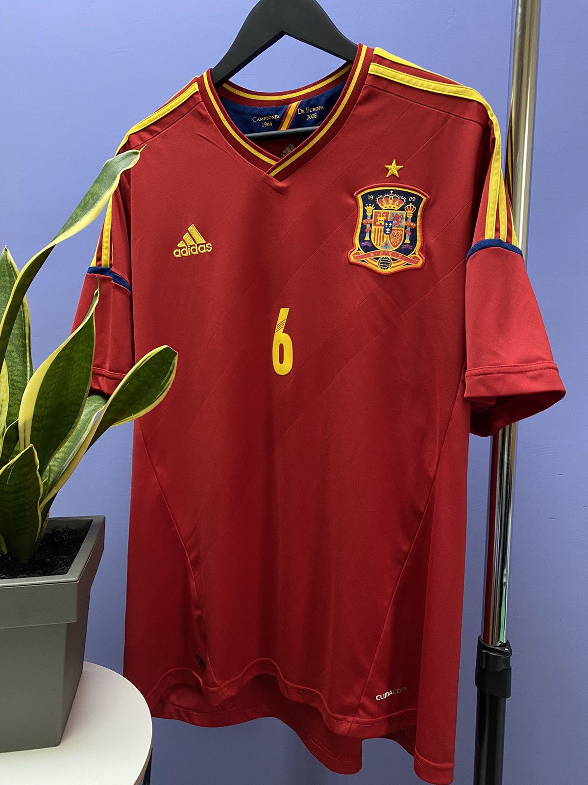 Adidas × UEFA Adidas 2012 2013 Spain #6 Iniesta Soccer Jersey Football Size US XXL / EU 58 / 5 - 6 Thumbnail