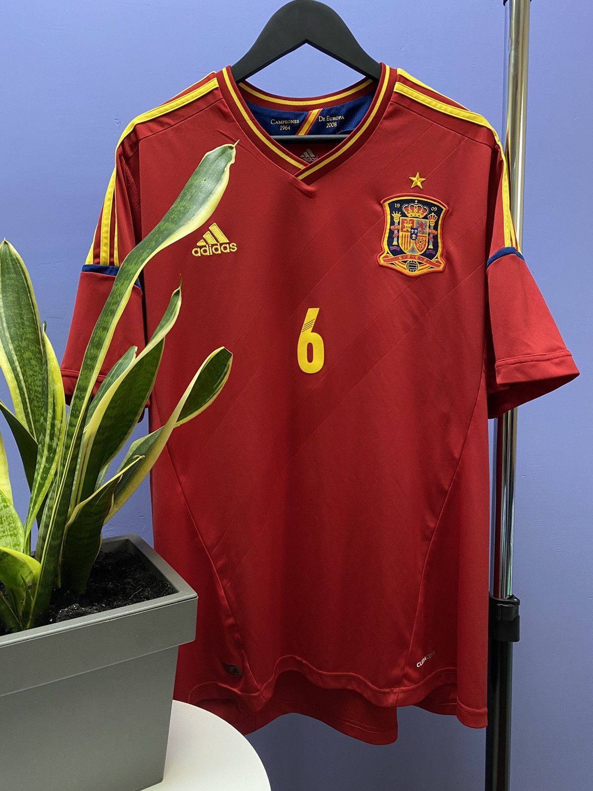 Adidas × UEFA Adidas 2012 2013 Spain #6 Iniesta Soccer Jersey Football Size US XXL / EU 58 / 5 - 5 Thumbnail